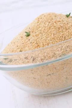 Bread crumbs or breaded ingredient used to make fried chicken milanese chicke Фото