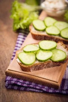 Bread with cucumber Stock Photos