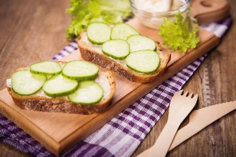 Bread with cucumber Stock Photos