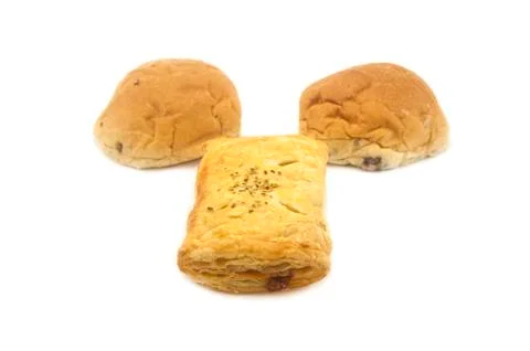 Bread Cut In Half On White Background Stock Photos