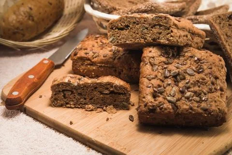 Bread on a cutting board Stock Photos