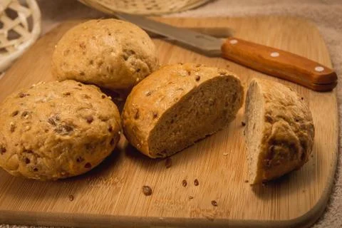 Bread on a cutting board Stock Photos