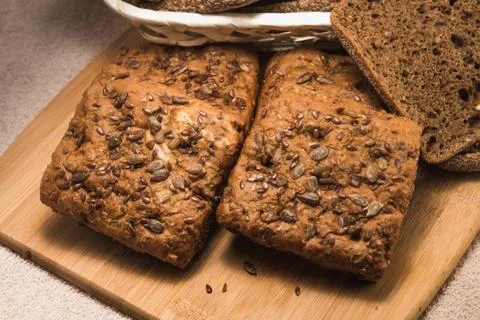 Bread on a cutting board Stock Photos