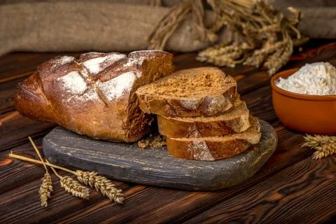 Bread on cutting board Stock Photos