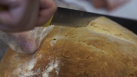Bread cutting Stock Footage