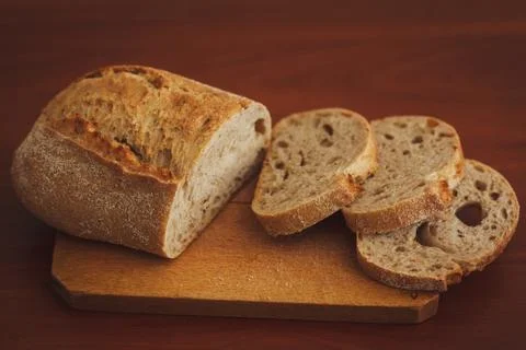 Bread on dark wooden background Foto stock