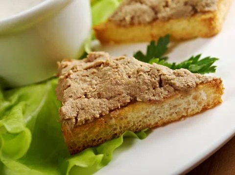 Bread with delicious liver pate Foto stock