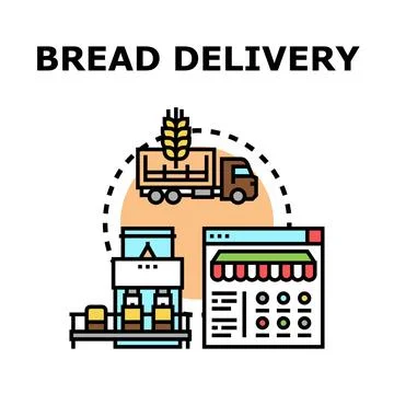 Bread delivery industry manufacturing process logistics concept Stock Illustration