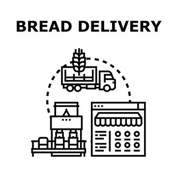 Bread delivery industry manufacturing process logistics concept Stock Illustration