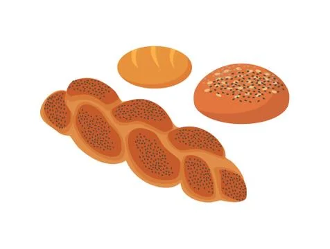 Bread Design Flat Isolated White Stock Illustration