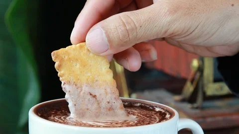 Bread dipped in hot coffee 스톡 동영상 108262945