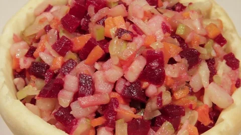 Bread dish and vegetables salad. Stock Footage 70563393