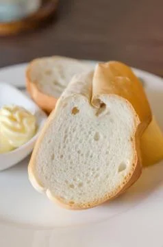 Bread on dish Stock Photos