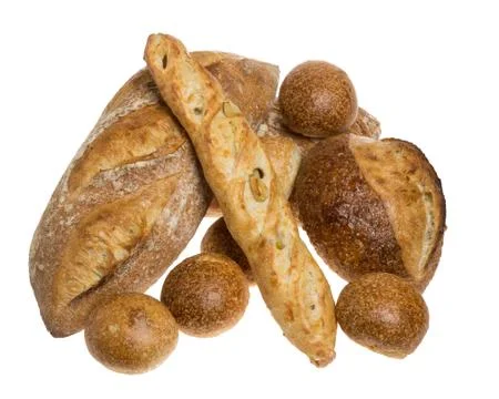 Bread display baguette rolls Stock-Fotos