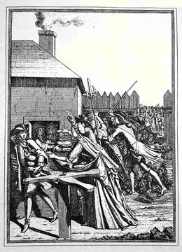 Bread distribution in the Louvre in Paris during the famine in the winter of Stock Illustration