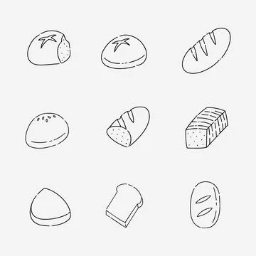 Bread doodle line vector illustration Stock Illustration