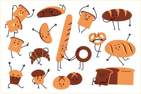 Bread doodle set Stock Illustration