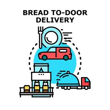 Bread to door delivery service ordering concept 스톡 일러스트