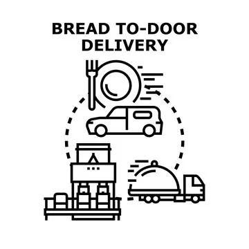 Bread to door delivery service ordering concept 스톡 일러스트