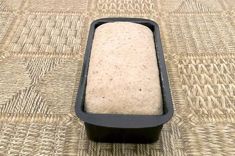 Bread dough in the baking mold Stock Photos