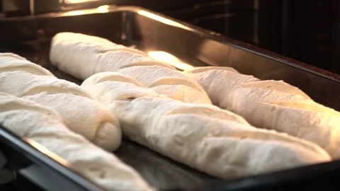 Bread Dough Baking in Oven Stock Footage 317472656