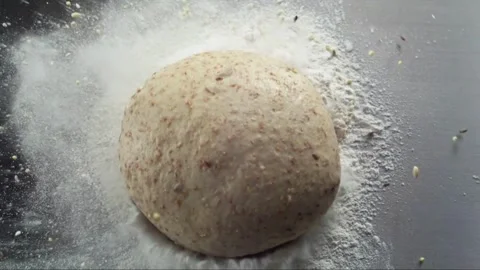 Bread dough falling to flour Cooking bun. food concept background pastry ba.. Stock Footage 272467091