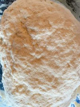 Bread dough with flour. Concept design for baking, pizza, cookie, biscuit Stock Photos