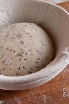 Bread dough made from wheat flour, rye, barley malt and seeds Stock Photos