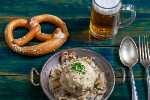 Bread dumpling with sauce Stock Photos