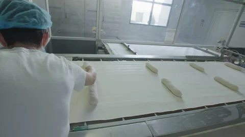 Bread Factory. Bread Preparation. Bakery Bread Factory Video stock 150235894