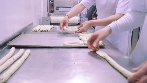 Bread factory workers working Stock Footage 73366513