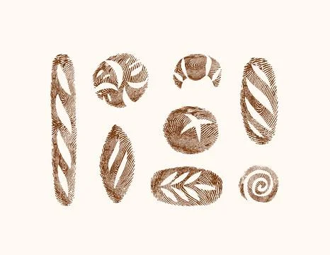 Bread fingerprint collection beige Illustrazione stock