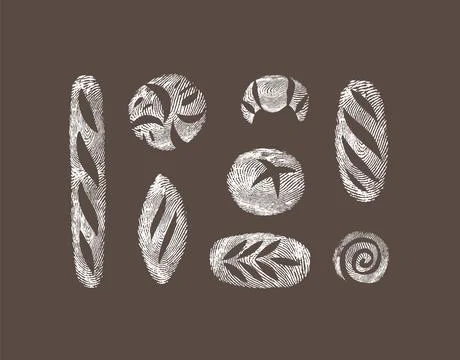 Bread fingerprint collection brown Illustrazione stock