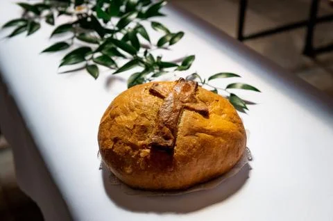 Bread for first holy communion Foto stock