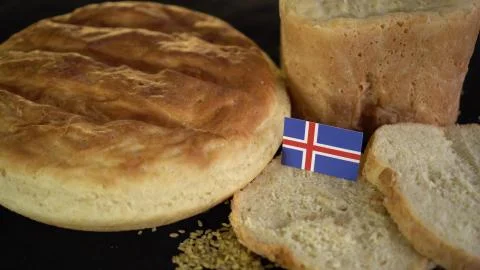 Bread with flag of Iceland Foto stock