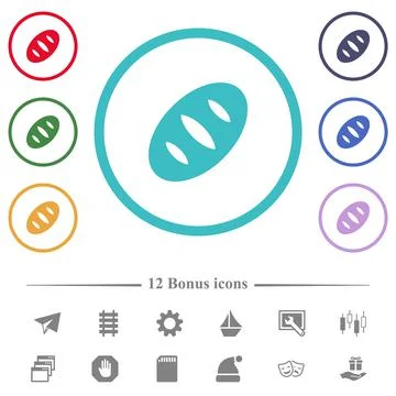 Bread flat color icons in circle shape outlines 스톡 일러스트