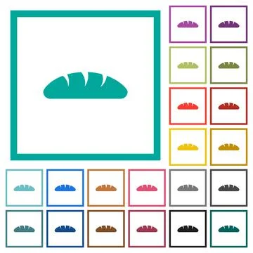 Bread flat color icons with quadrant frames Stock Illustration