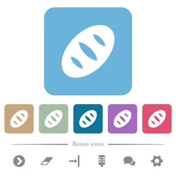 Bread flat icons on color rounded square backgrounds Stock Illustration