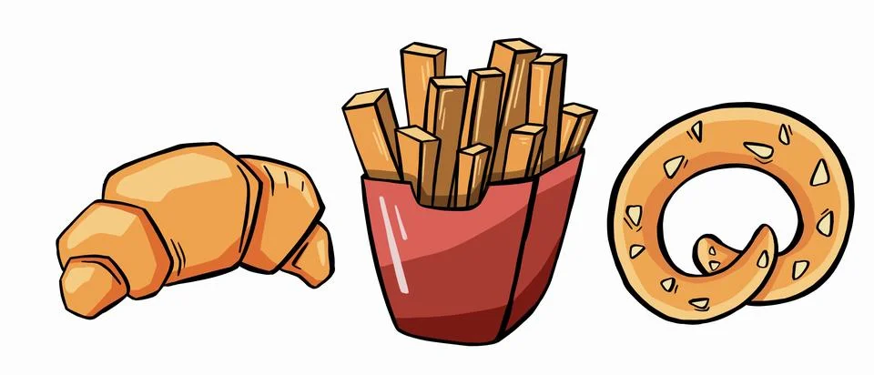 Bread flat icons set for bakery shop or patisserie. Stock Illustration