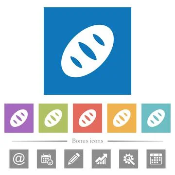 Bread flat white icons in square backgrounds Stock Illustration