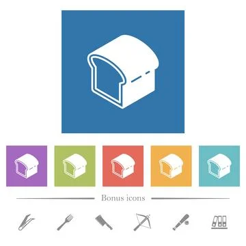 Bread flat white icons in square backgrounds Stockillustratie