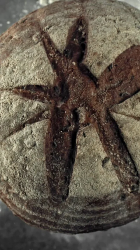 The bread flies up and down. Filmed on a high-speed camera at 1000 fps Stock Footage 335380531