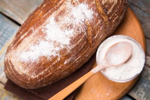 Bread with flour Foto stock