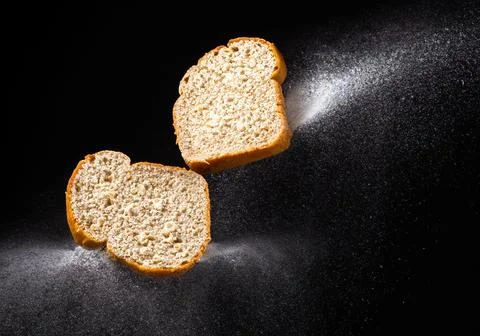 Bread flying in mid air Stock Photos