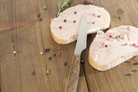 Bread with foie gras 스톡 사진