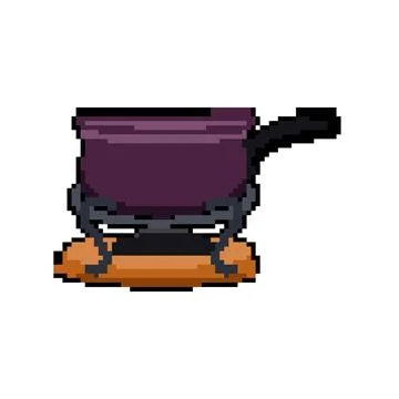 Bread fondue pixel art vector illustration イラスト素材