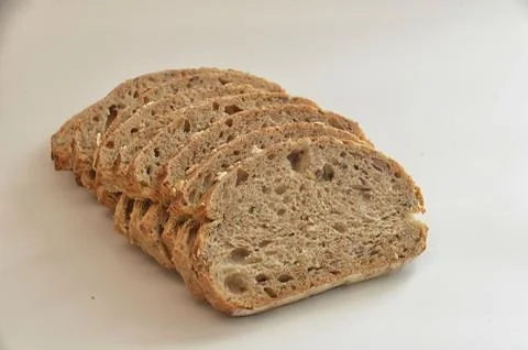 Bread, food, snack, slice, oat, meal, white, table Stock Photos