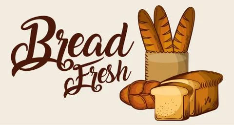 Bread fresh baguette sliced toasts banner Illustrazione stock