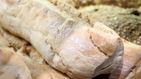 Bread fresh bake such as bun and loaf and baguette. Stock Photos