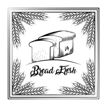 Bread fresh vintage slice toasts frame wheat decoration Stock Illustration